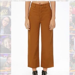 Rust high rise wide leg crop pants